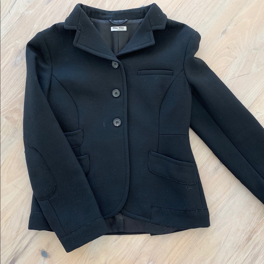 Super Chic Miu Miu Shrunken Schoolboy Blazer - image 1